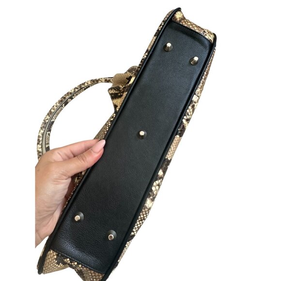 EXOTIC LEATHER Python Snakeskin Satchel Shoulder Handbag - Picture 3 of 10